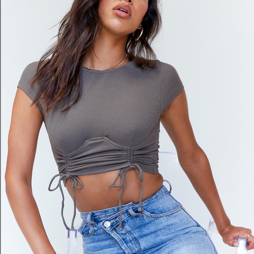 Princess Polly Taupe Ruched Crop Top